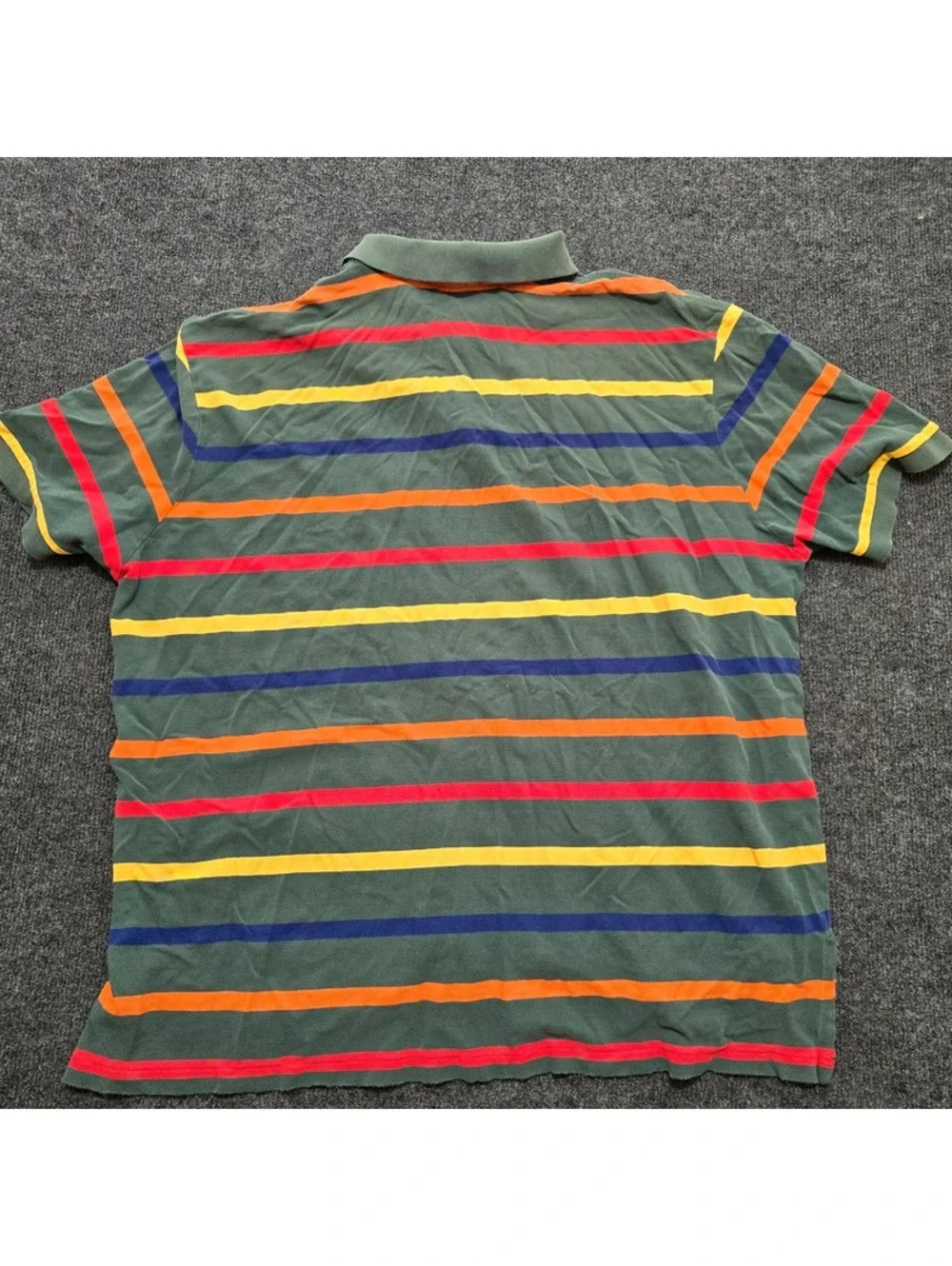 Vintage 90s Polo Ralph Lauren Striped Shirt 3XL Big Green Red Yellow Distress